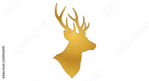 Golden Deer Head Silhouette Profile.