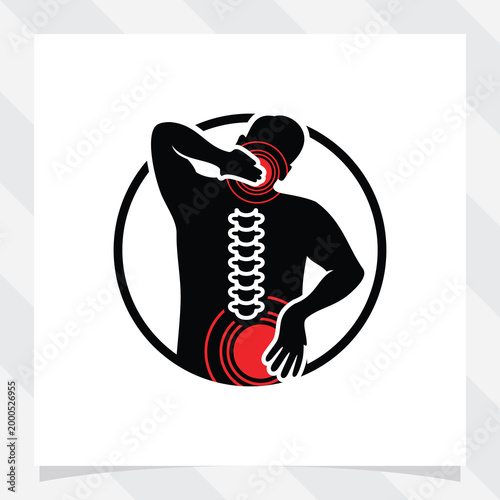 human Silhouette in spine pain, holding his upper and lower back. back pain silhouette vector illustration.