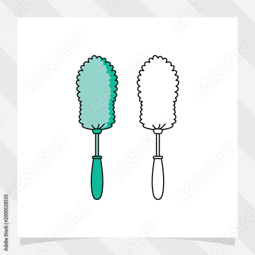 feather duster, cleaning brush, dust brush, cleaning tools vector illustration.