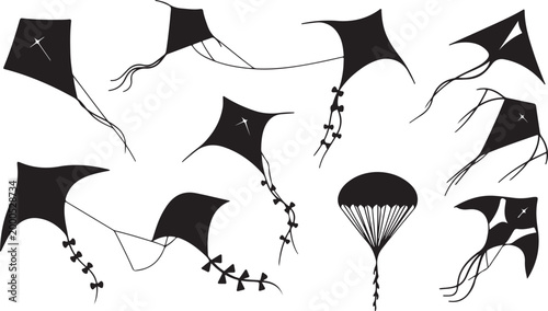 A minimalist line drawing of a person flying a kite with a customizable name and tagline on a beige background, featuring a logo and vector illustration design.