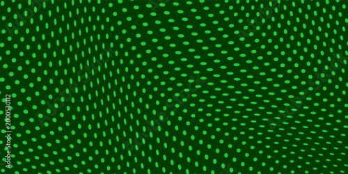 LED green screen dots pop waves dark green background. Simple dot design