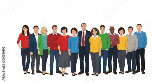 A diverse group of professionals standing together as a team for business collaboration and success