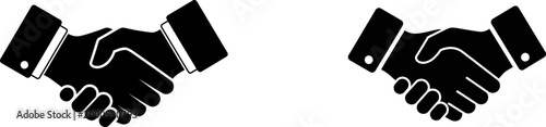 Black silhouette handshake icon agreement partnership and collaboration symbol