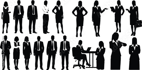 Professional business people various poses vector illustration