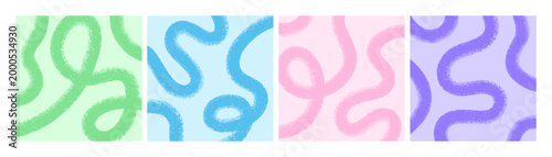 Colorful bold squiggle grunge brush strokes poster or social post design with rough texture. Funky Hand drawn wavy organic loop thick lines. Creative trendy style design. 