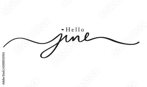 Hello june month text font calligraphy hand written lettering script black color object icon hello june month welcome vacation holiday happy summer season father day dad papa hello june month calendar