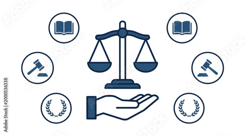 Justice Scale Supported by Hand Legal Concept Vector