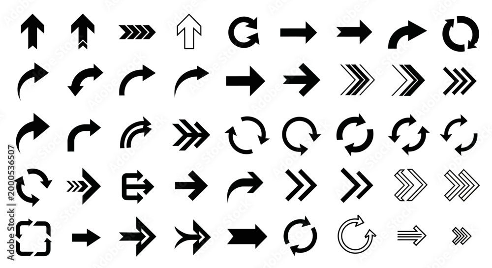 Naklejka premium Collection of various arrow icons.