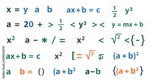 Colorful mathematical equations and formulas.