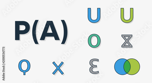 Colorful Mathematical Symbols and Letters.
