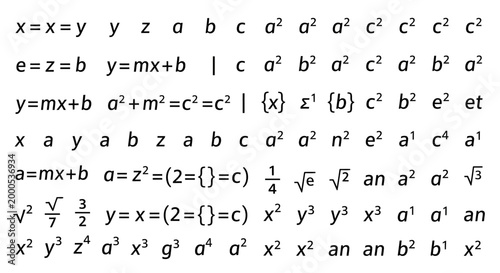 Mathematical equations on blackboard.