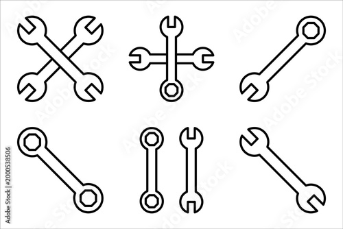 Wrench Icon set. Symbol isolated on white background. vector illustration