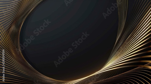 Abstract design featuring golden lines on a dark background, ideal for digital art or presentations.