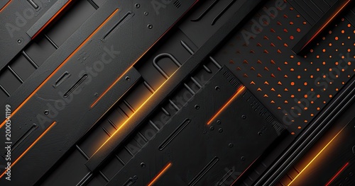 Abstract design featuring dark textures and glowing orange accents for digital backgrounds.