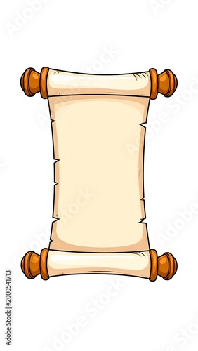 Vintage Parchment Scroll with Wooden Rollers.