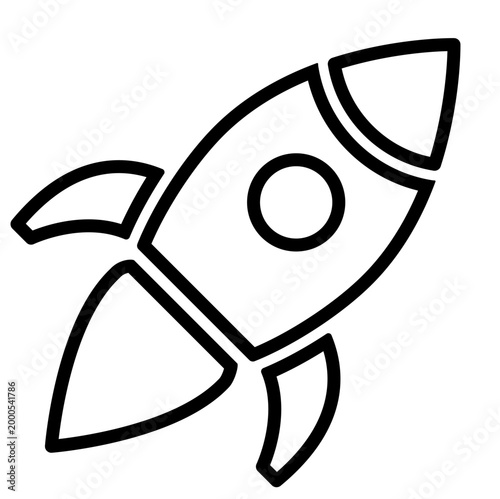 Outline rocket icon: space exploration symbol.