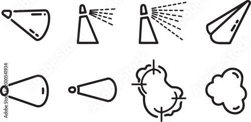 Obraz na płótnie Hand drawn line icons set of scissors and thread spool outline Vector