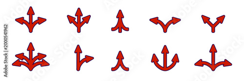 Red arrow directions: diverse path symbols.