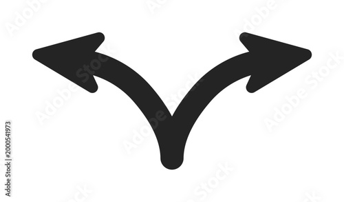 Black split arrow with dual directions.
