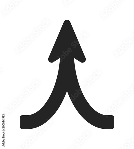 Upward merging arrow icon vector symbol.