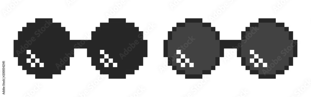 Fototapeta premium Pixel art sunglasses design in black and gray.