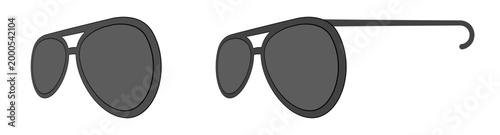 Classic sunglasses front and side view.