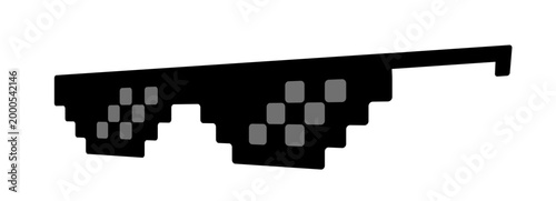 Pixelated sunglasses icon - 8-bit style meme graphics.