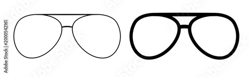 Outline and silhouette of aviator glasses design.