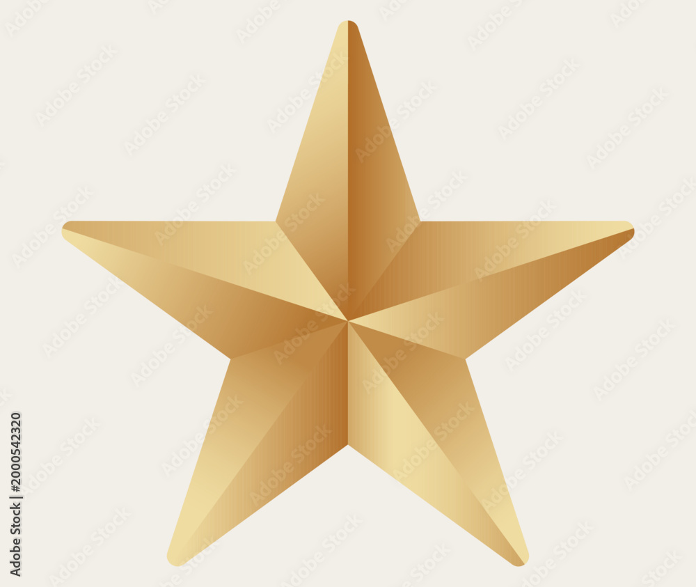 Obraz premium Shiny gold star icon with 3d effect.
