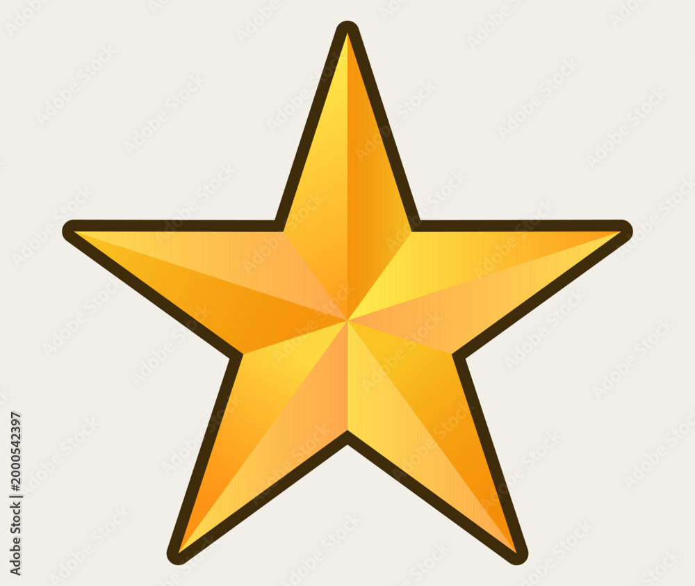 Obraz premium Golden star icon with five points on white background.