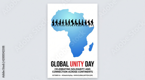 Global unity day concept with africa map and human silhouettes representing diversity connection equality and international community support for social awareness banner design