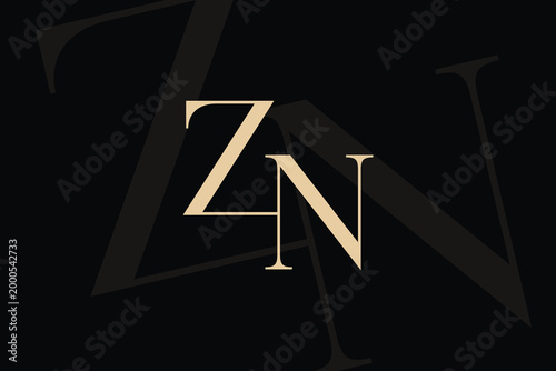 ZN or NZ letter logo icon design. Classic style luxury initials monogram.