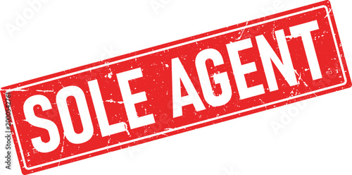 Distressed red rubber stamp impression with white text that says SOLE AGENT