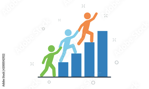 Teamwork Concept Helping Each Other Climb Success Bar Chart