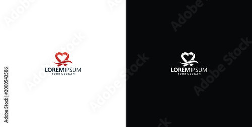 vector logo design wave and heart ribbon logo