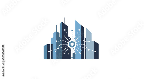 Photos Modern cityscape with technological connections.