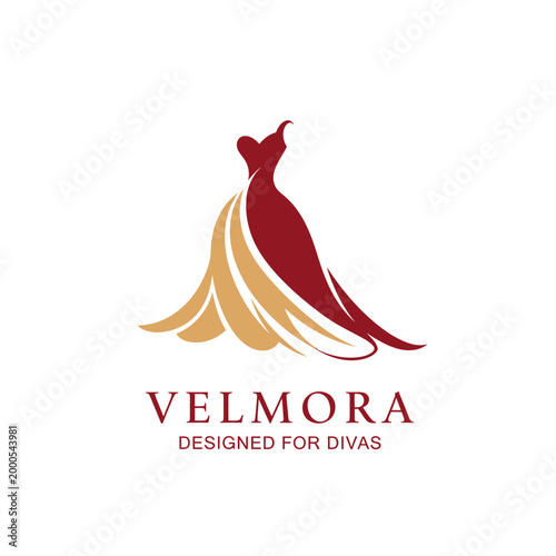 Fashionable woman in elegant dress design.