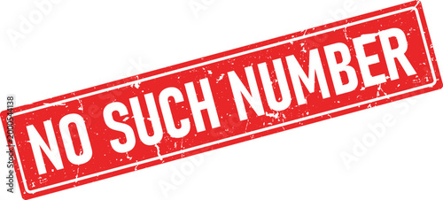Rectangular red rubber stamp mark with distressed texture and white text NO SUCH NUMBER across it