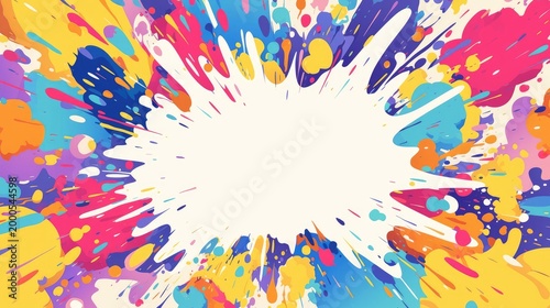 A vibrant splash of colors with a blank center for text or graphics.