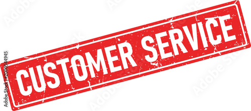Red distressed rubber stamp impression reads CUSTOMER SERVICE in bold white letters