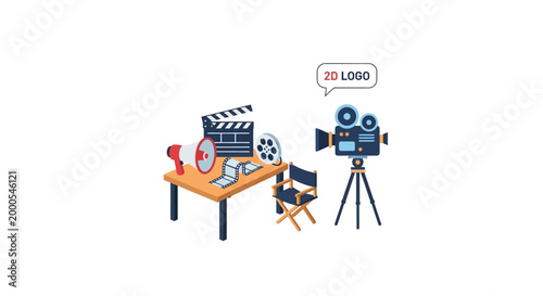 Tableau sur toile Film production equipment on a desk.