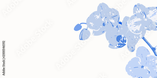 minimalist botanical illustration of an orchid in blue tones high quality professional detailed modern elegant