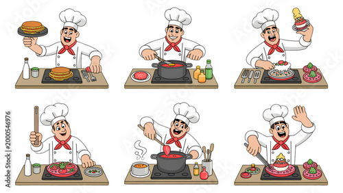 Set of cartoon people doing yoga and fitness exercises in different poses Vector
