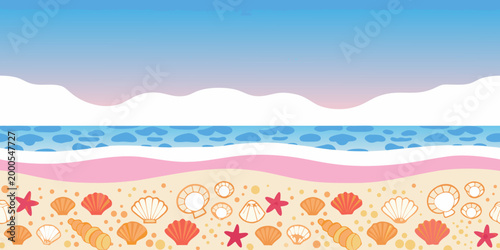 beach scene with colorful shells and starfish on sandy shore high quality professional detailed modern