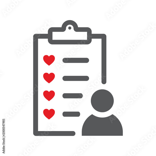 User checklist icon with a hearts.