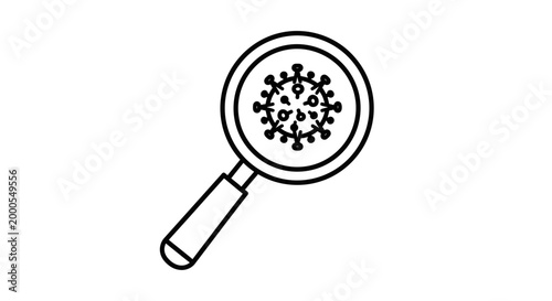 Virus Detection Magnifying Glass Line Icon Vector Medical Search Symbol