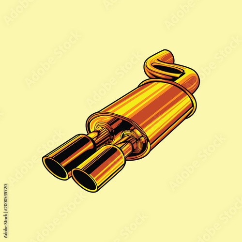 Gold Car Exhaust Vector Stock Illustration