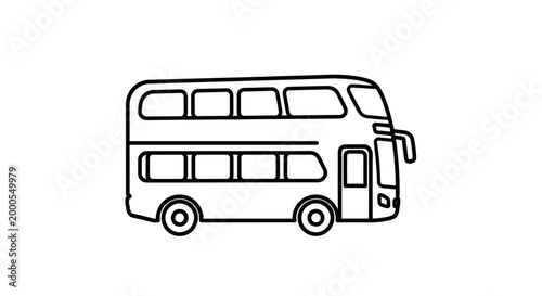Double Decker Bus Line Icon Vector Transportation Outline Symbol