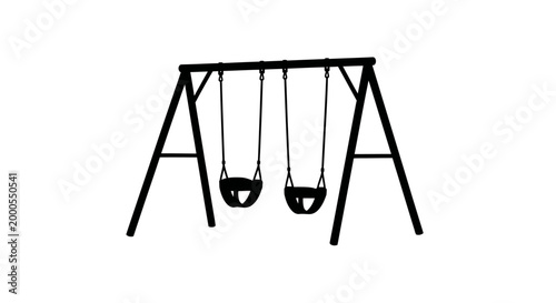 swing set silhouette on white background high quality