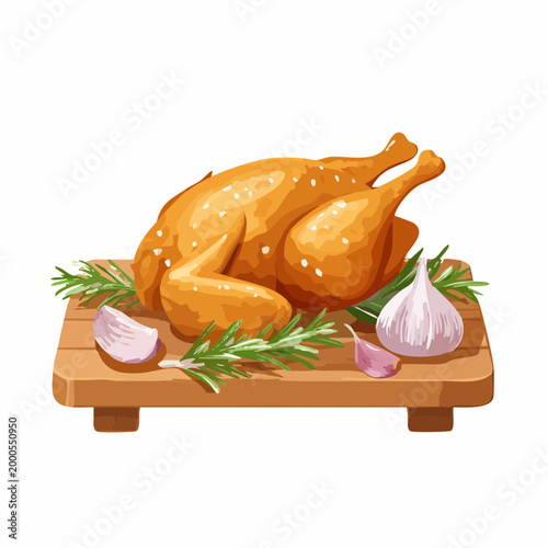 Gebratenes Hähnchen mit Rosmarin und Knoblauch